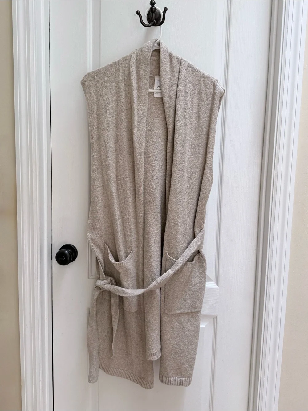 2 for $15 Time and Tru Sleeveless Open Front Long Pocket Sweater Vest - Beige